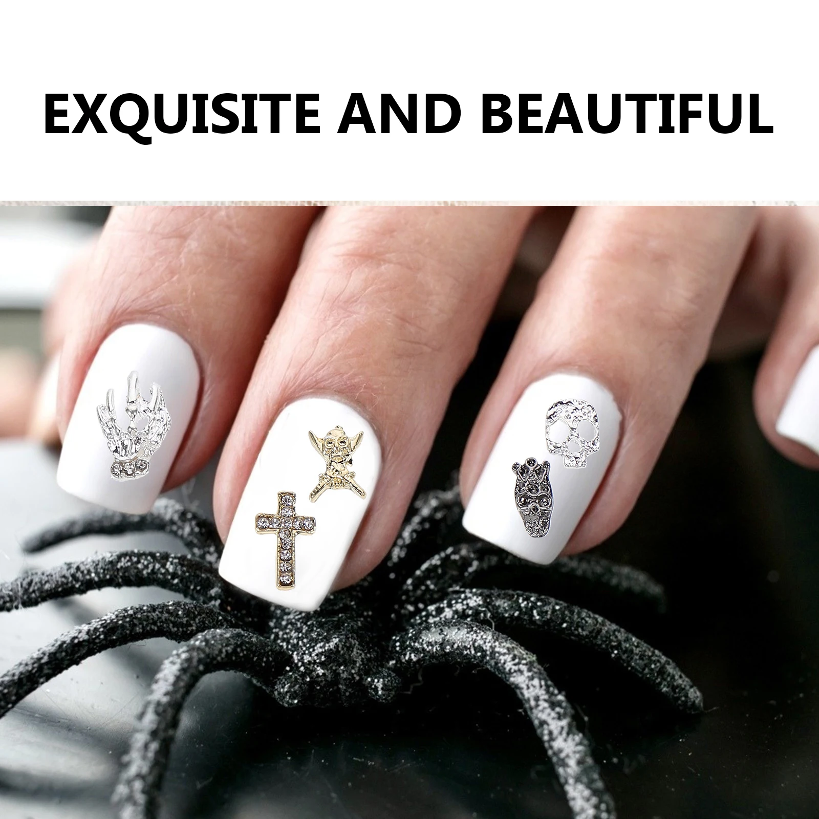 

Alloy Nail Accessories 4 Boxes Halloween Charm Pumpkin DIY Decorations Assorted Colors Nail Charms 3D Manicure Jewelry Gifts