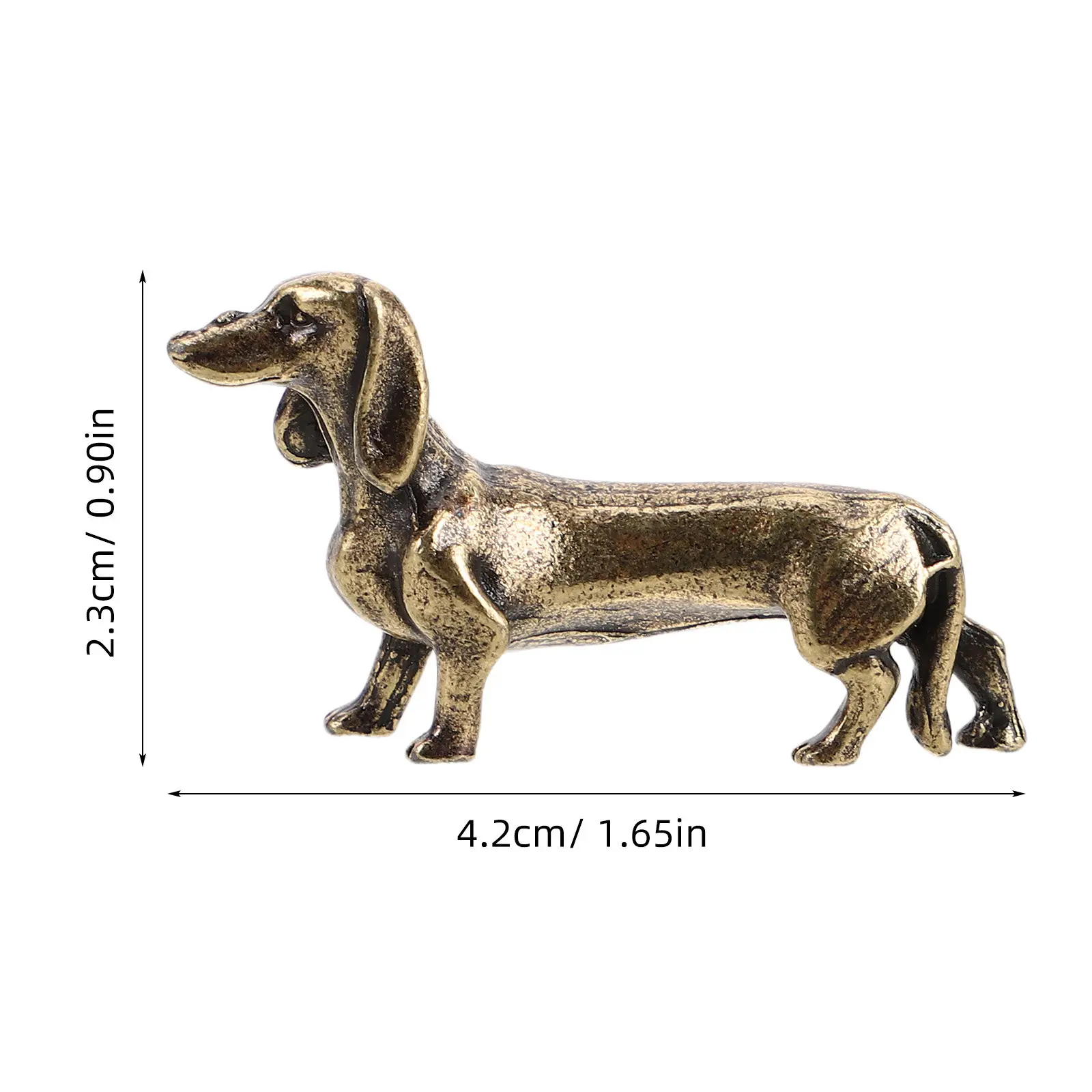 2Pcs Brass Dog Statue Elegant Golden Metal Dog Sculpture Living Room Bookshelf Decor Desktop Car Dashboard Ornament Brass Animal