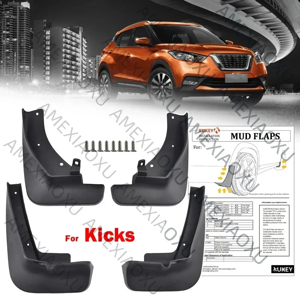 WANWUXIN 4x Mud Flaps For Nissan Kicks P15 2016 2017 - 2023 Car Splash Guards Mudguards Front Rear Fender 2018 2019 2020 2021 20