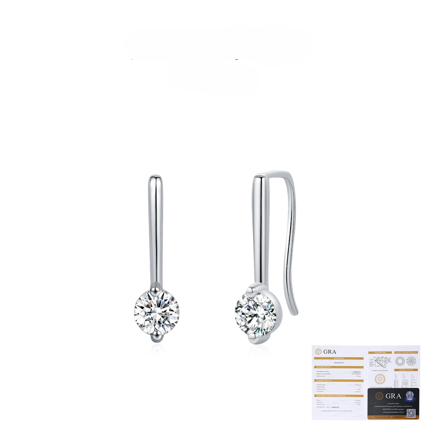 Dawn's Jewel 50 Points Moissanite S925 Silver European And American Chill Style Earrings Beautiful Ear Hook Rhinestone