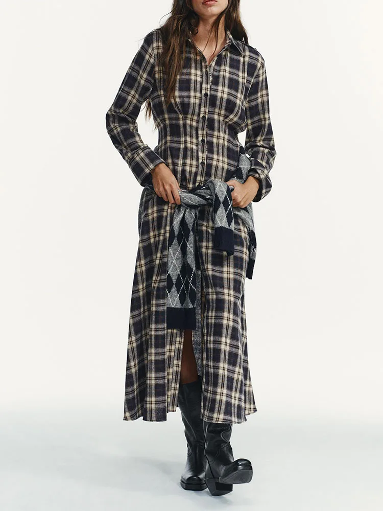 

Зима 202, новое милое модное платье миди в клетку, плиссированное женское длинное вечернее платье со средней талией, свадебное платье