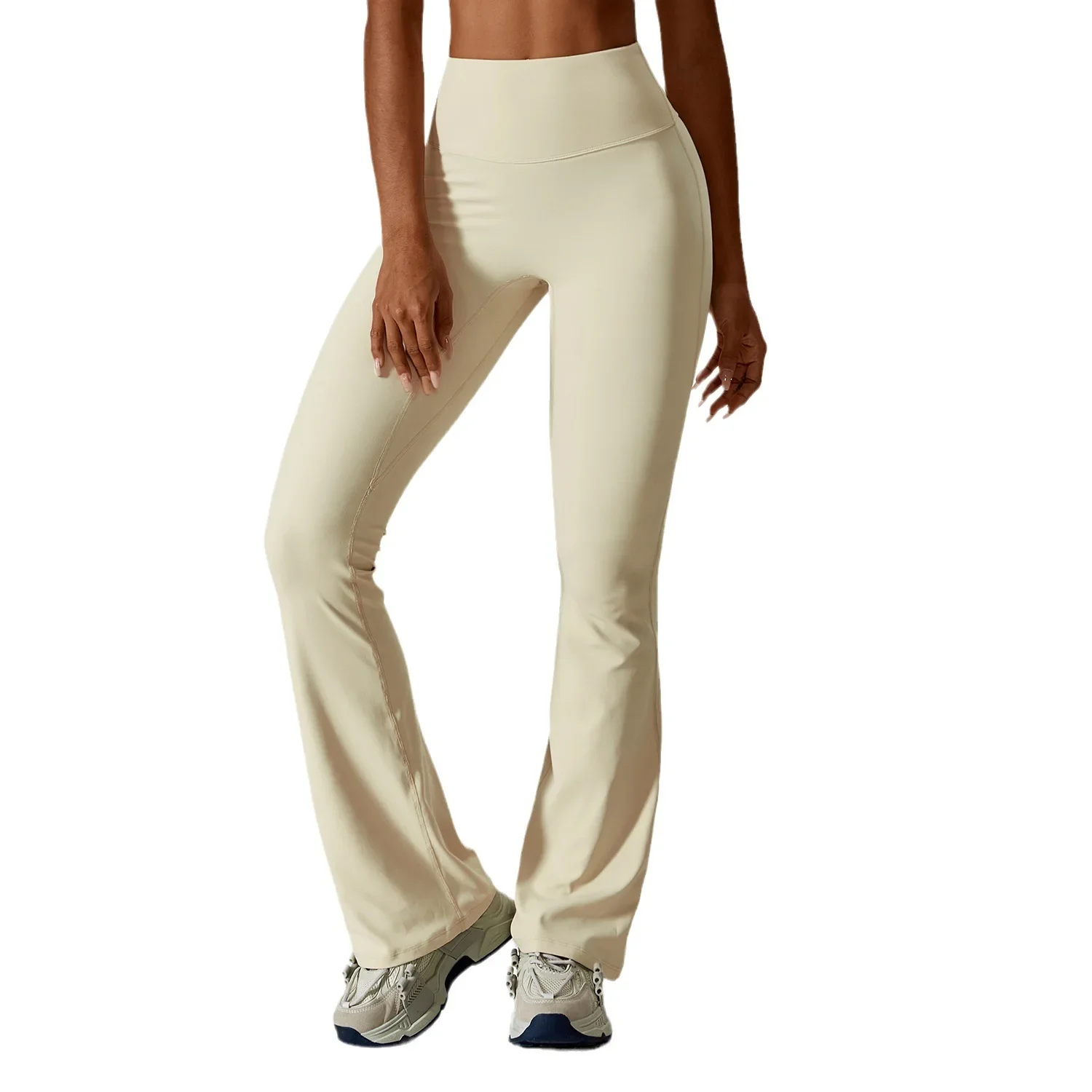 

European and American wide leg skinny nude feel lifting hip yoga bell bottoms dance high waisted micro flared casual sportspants