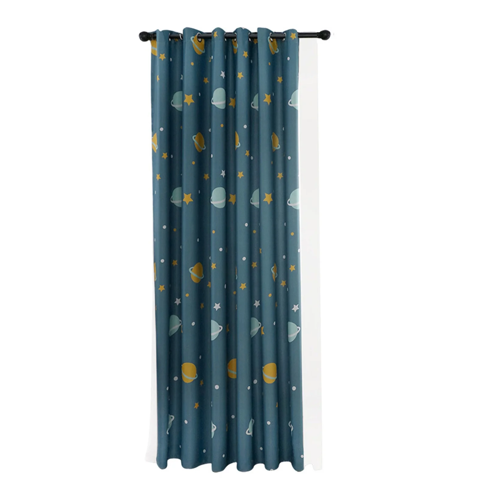 Cartoon Blue Planets Polyester Curtains Lightproof Curtain Bedroom Living Room