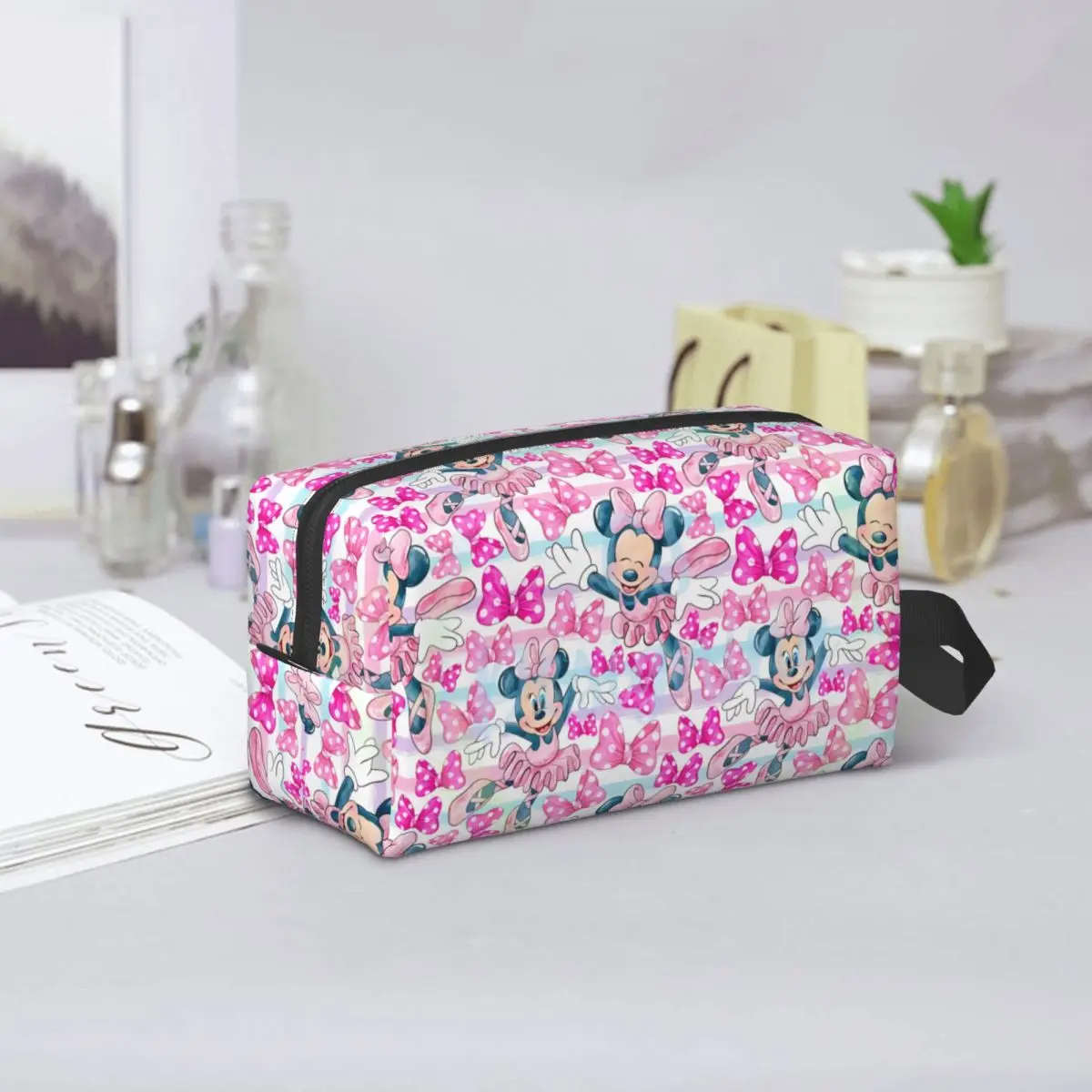 Custom Minnie Mickey Mouse Travel Cosmetic Bag Women Makeup Toiletry Organizer Lady Beauty Storage Dopp Kit