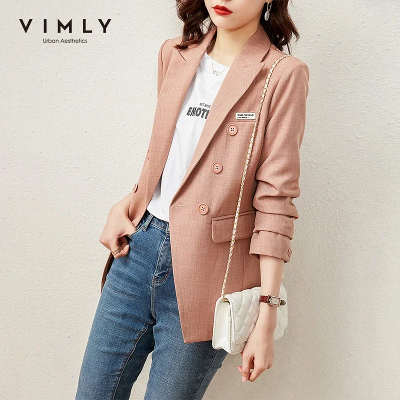 Vimly Spring Blazer Jacket Suit Coat for Women Offical Lady Korean Fashion Long Sleeve Double Breasted Women\'s Clothes F8377