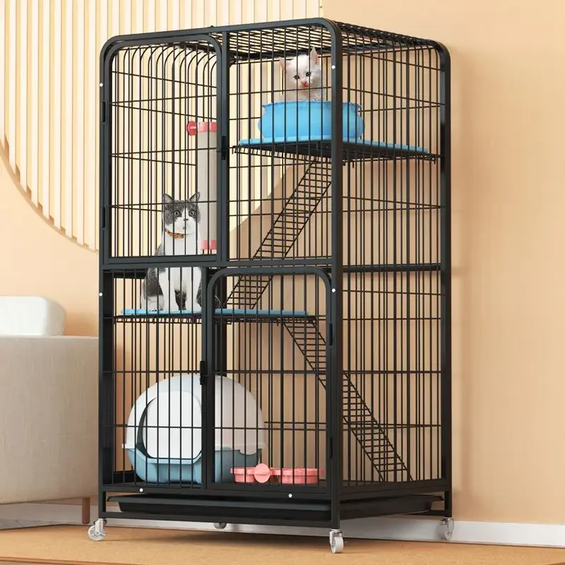 

Adult cat cage special three-story oversized villa home cage house small kitten cage with toilet.