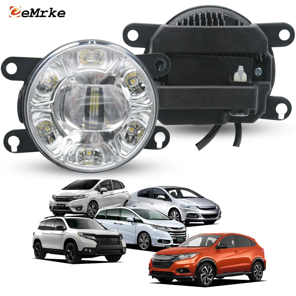 Para Honda Jazz Fit Odyssey HR-V Insight 12-14 Passaporte Ridgeline LED Luzes de nevoeiro DRL Dot. CE. Lâmpada de condução de nevoeiro de carro E-mark 18W