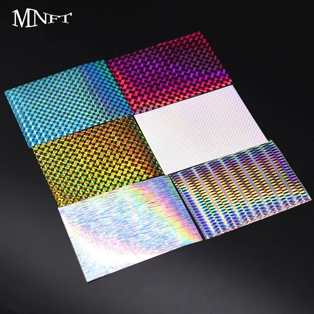 MNFT 6Pcs Reflective Fish Scales Sticker Holographic Adhesive Film Flash Lure Tape for Fishing Making DIY Fishing Materials