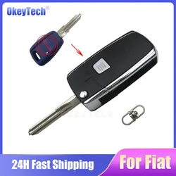 Okeytech Folding Flip Remote Car Key Case For Fiat 500 Ducato Punto Bravo Replacement Car Key GT15R/SIP22 Fob Uncut Blade Shell