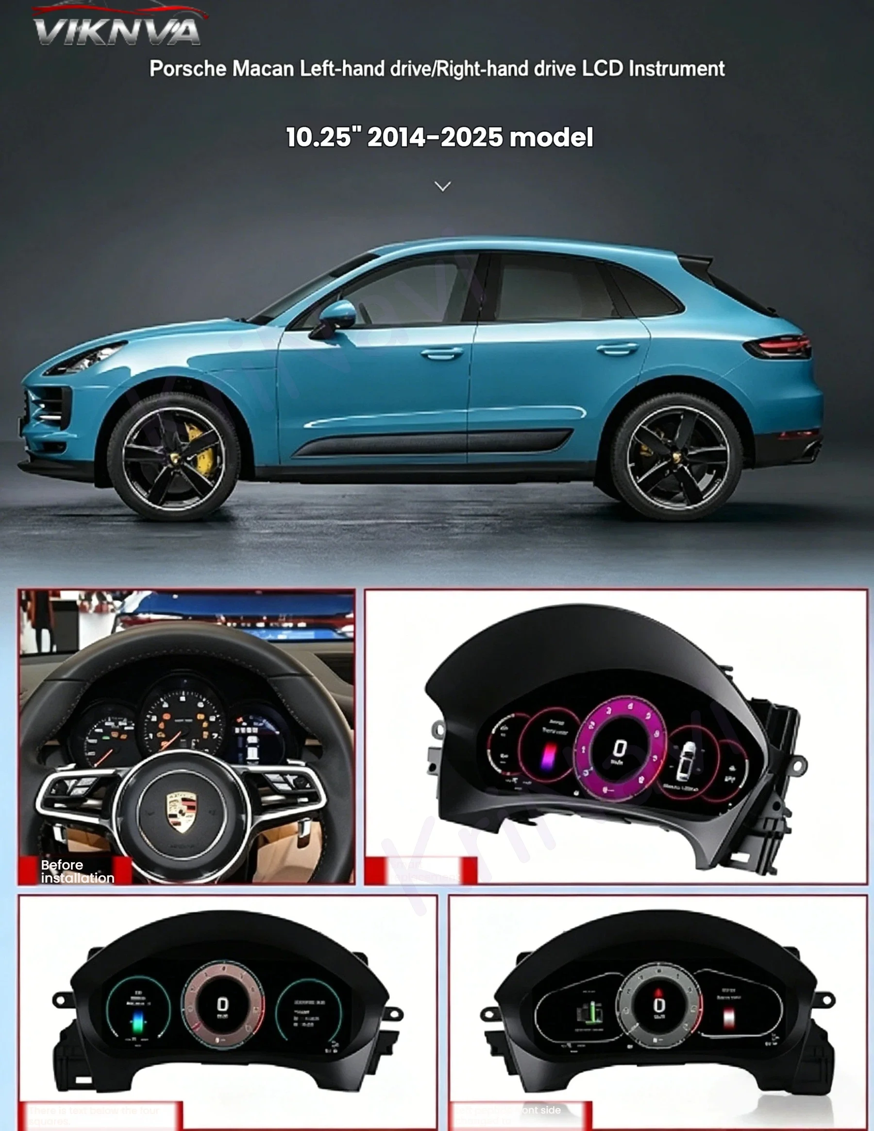 

10,25-дюймовая цифровая приборная панель HD для Porsche Macan 2014-2025 с CarPlay, спидометром и виртуальным дисплеем