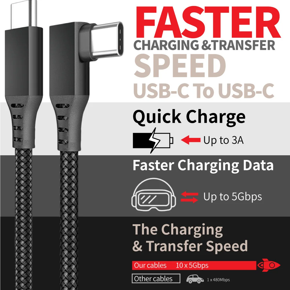 3メートル/5メートルタイプcクイック充電ケーブルアキュラスクエスト2リンクケーブルUSB-C 3.2世代1 vrヘッドセットpcゲームアキュラスためクエスト2アクセサリー