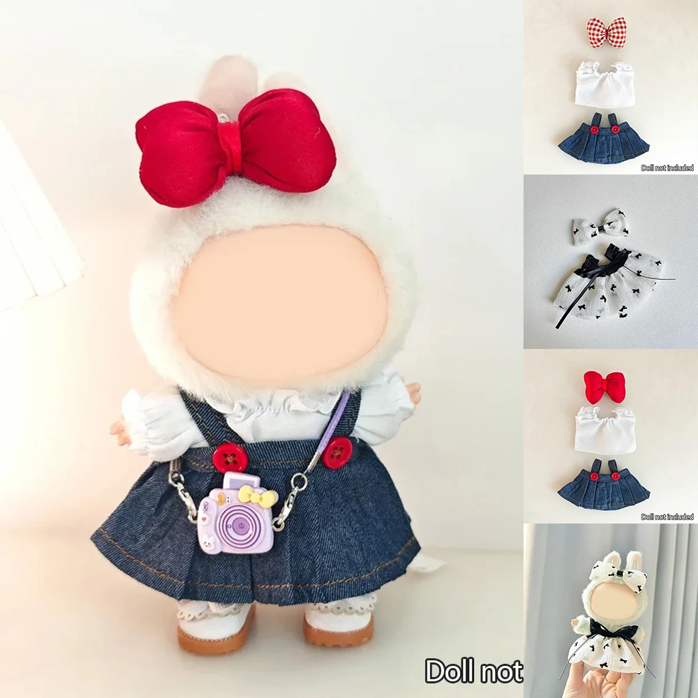 

17cm Mini Plush Doll'S Clothes Outfit Accessories For Korea Kpop Exo Labubu Idol V1 V2 Strap skirt set Clothing Gift