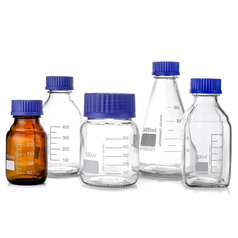 25ml-1000ml Kék szín csavaros kupak üvegek Reagens jars számára laboratóriumi utensils Medikus Anyagellátás Vegyszer bottles refillable containers