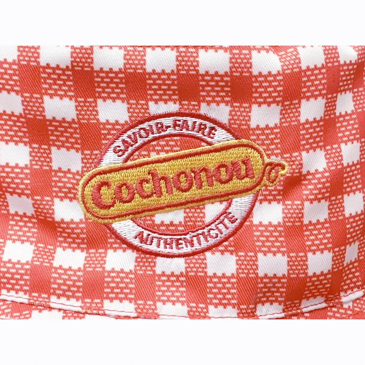 Cochonou Bob Stickerei Unisex Eimer Hut Sommer Strand Hatwear faltbare Urlaub Angel kappe rot Plaid Stil Bob Hut 62cm