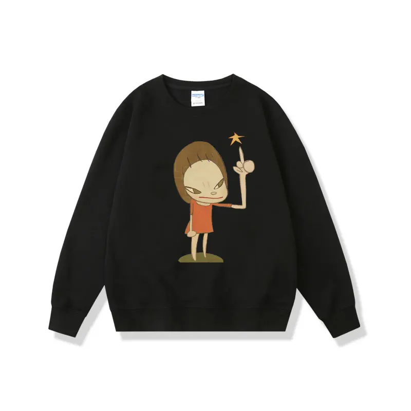 Yoshitomo Nara Girl Graphic Print Sweatshirt Unisex Fashion Art Aesthetic Crewneck Pullover Men's Casual Oversized Sweatshirts