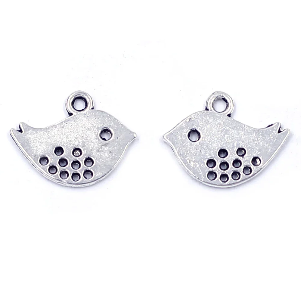 

30Pcs Pendants Dove Birds Animal Cute Lovely Dot Silver Tone Zinc Metal For Charms Bracelets Jewelry DIY Making Findings 16x13mm