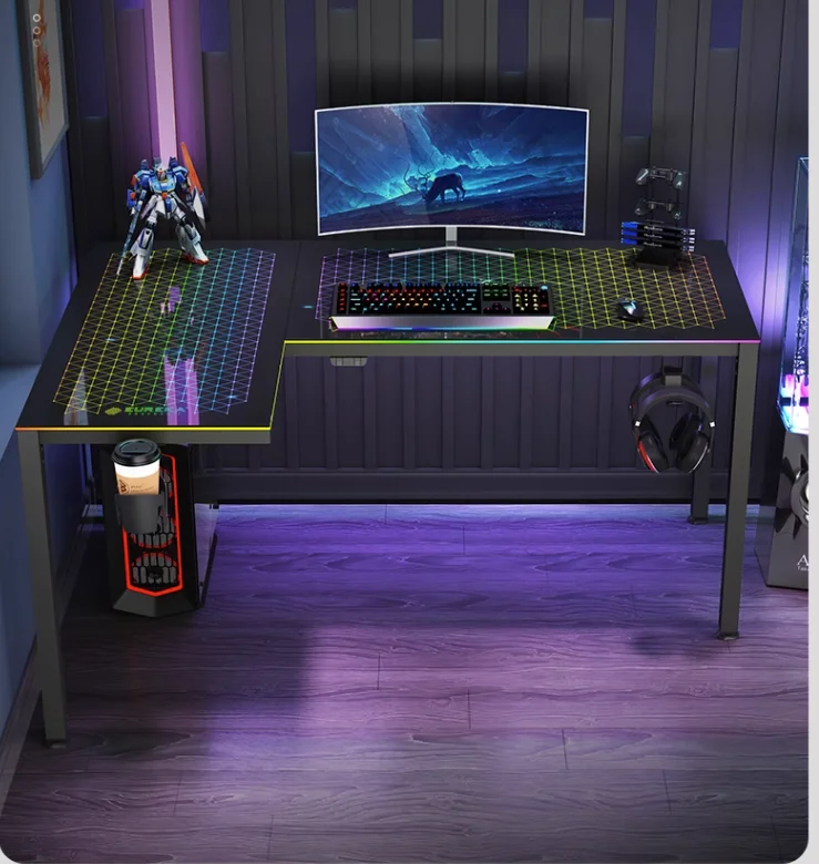 

Gaming table Light luxury computer table L-shaped corner tempered glass table corner table gaming computer table