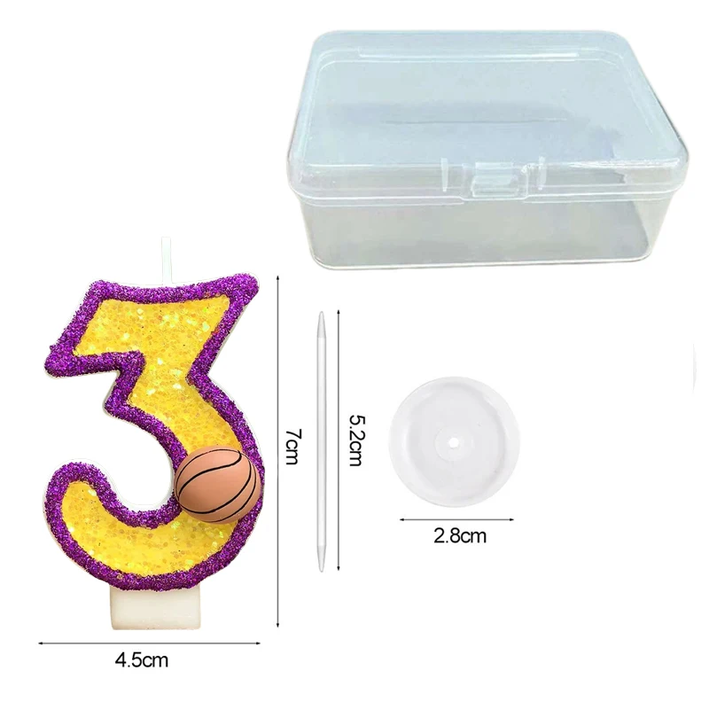 Vitality Basketball 0-9 Free Matching Digital Birthday Candles - High-End Baking Cake Decor Party Supplies image 2