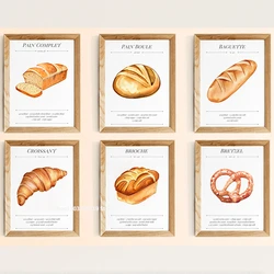 Kitchen Food Bread Croissant French Bakery Recipes Art Poster Canvas Painting Wall Prints Picture for Living Room Home Decor