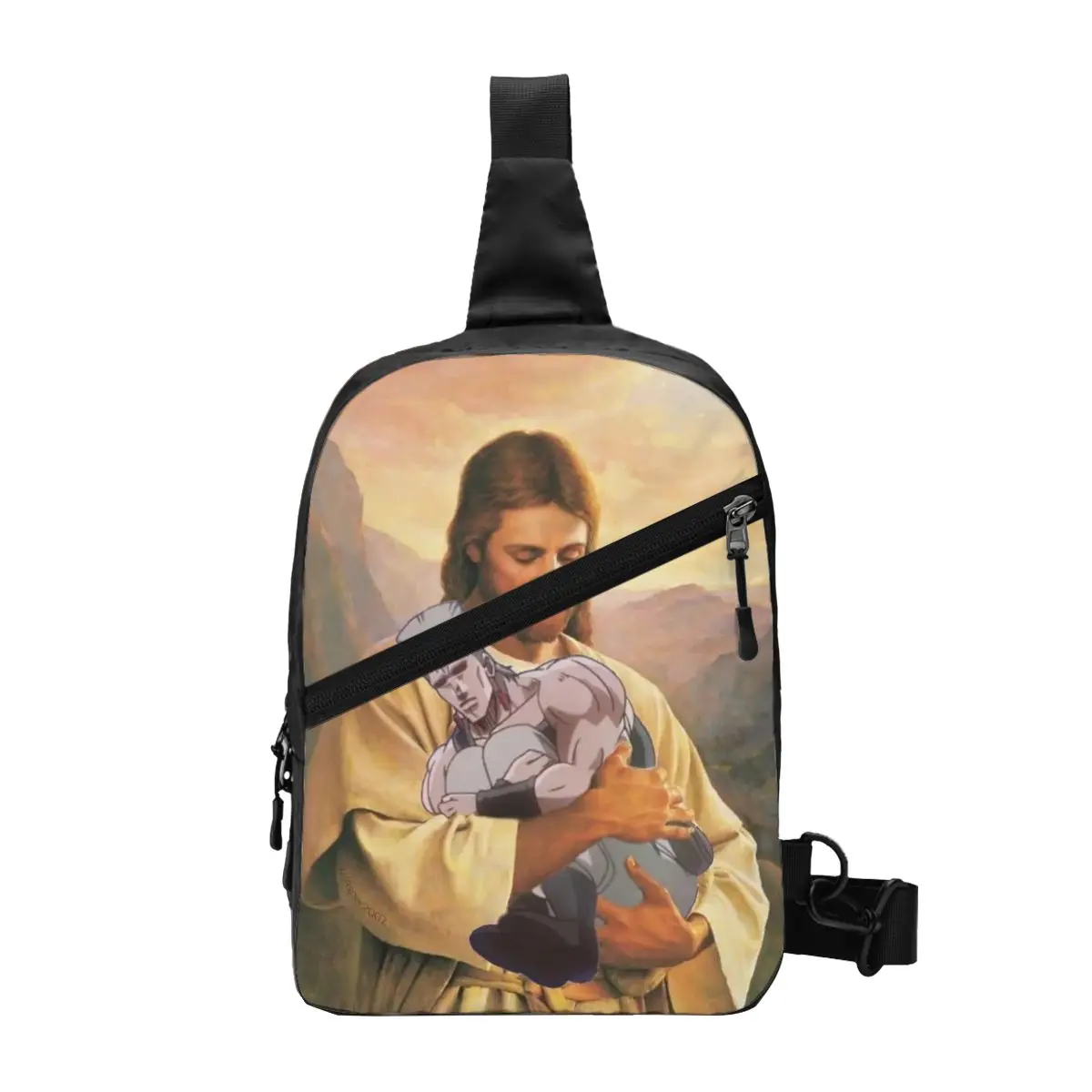 

Jojos Bizarre Adventure Polnareff Jesus Sling Chest Bag Customized Shoulder Crossbody Backpack for Men Traveling Daypack