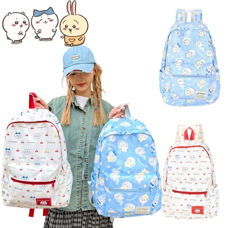 MINISO New Chiikawa Travel Portable Backpack Cartoon Chiikawa Large Capacity Water-repellent Casual Bag Girls Fashion Commuting