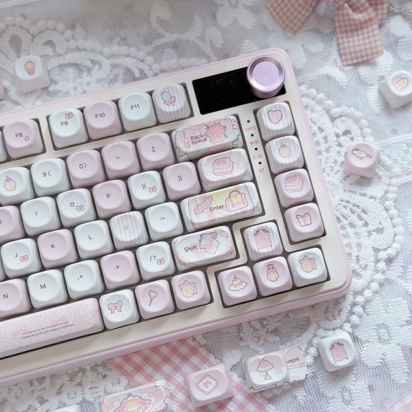 MAIMOOO Keycaps Milk Candy Sweetheart Pink PBT Five Sided Heat Sublimation MOA Heat Sublimation Pbt Keycaps