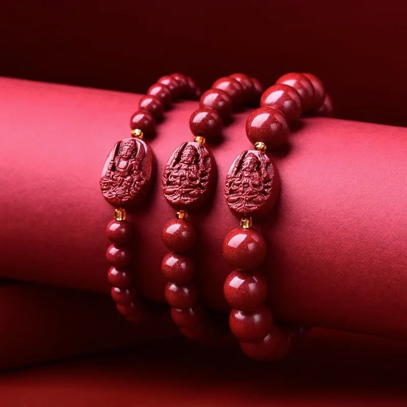 Vermilion and Purple Gold Sand Birth Year Buddha Bracelet Eight Guardian Deities of The 12 Zodiac Signs Gifts for Men and Women