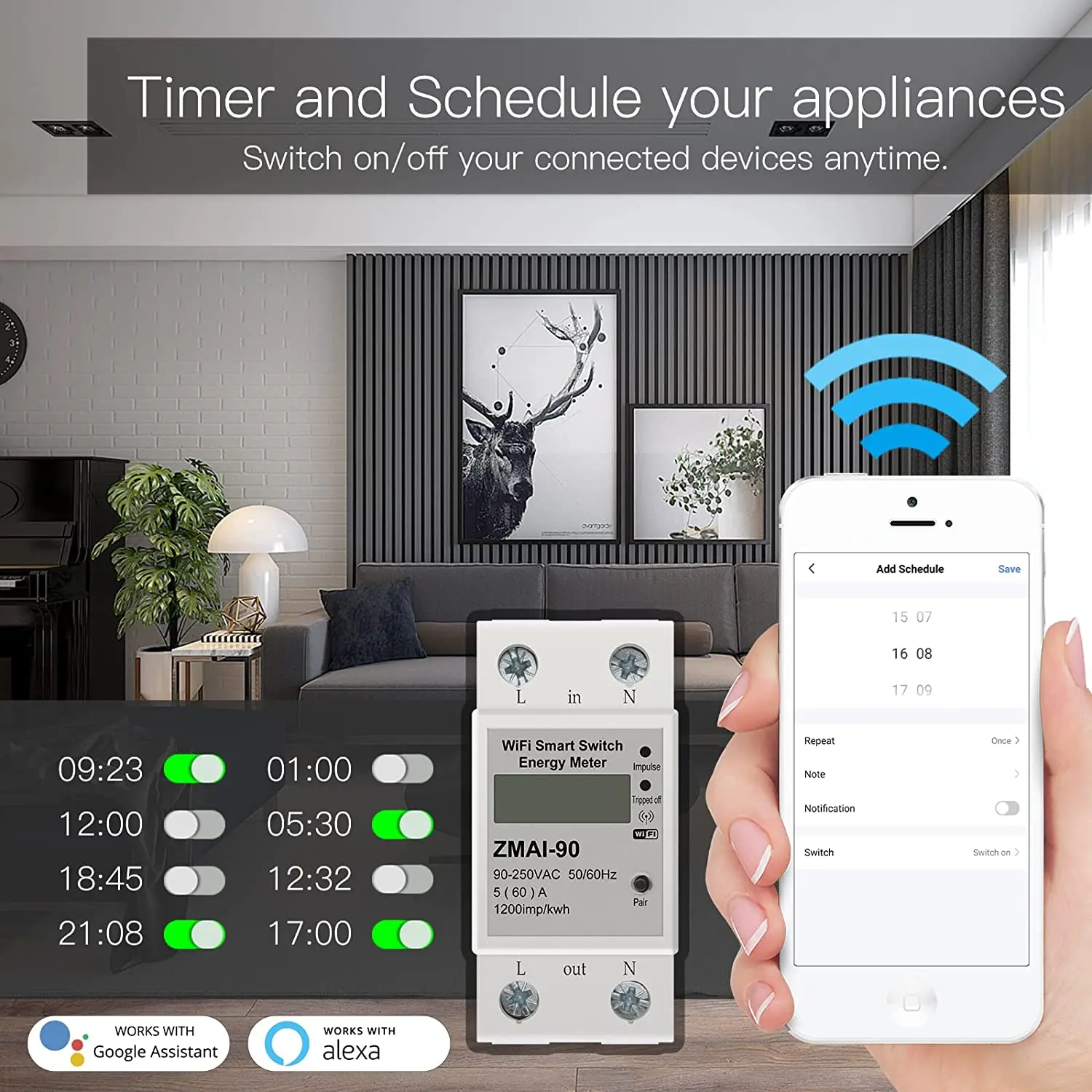 Tuya Smart Power Meter Automation Residential Real Power Monitoring WiFi Smart Energy Monitor APP Remote Control Support Alexa