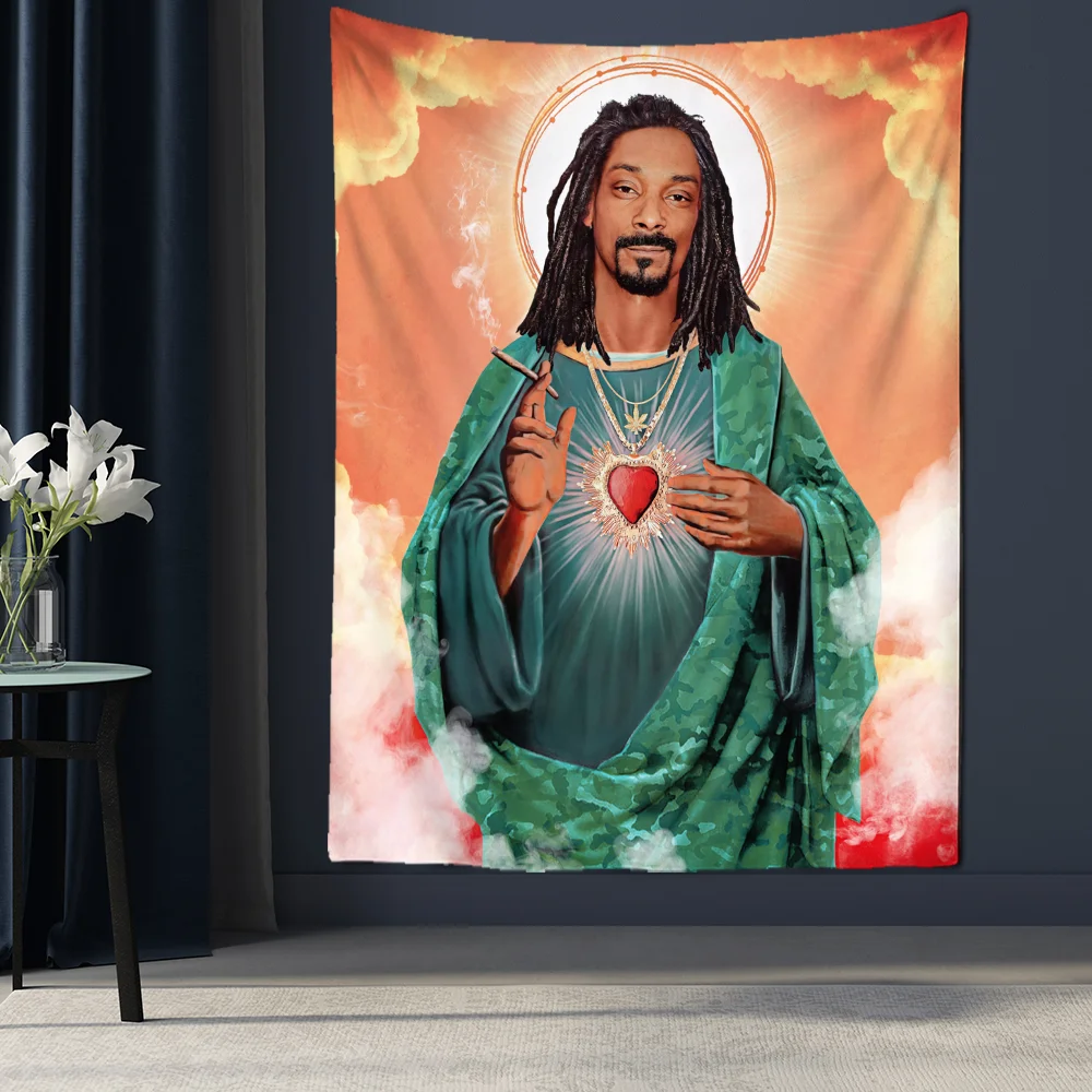 Snoop Dogg Tapestry Rapper Jesus Tapestry Wall Hanging Mystical Psychedelic Boho Aesthetic Room Hippie Bedroom Background Decor