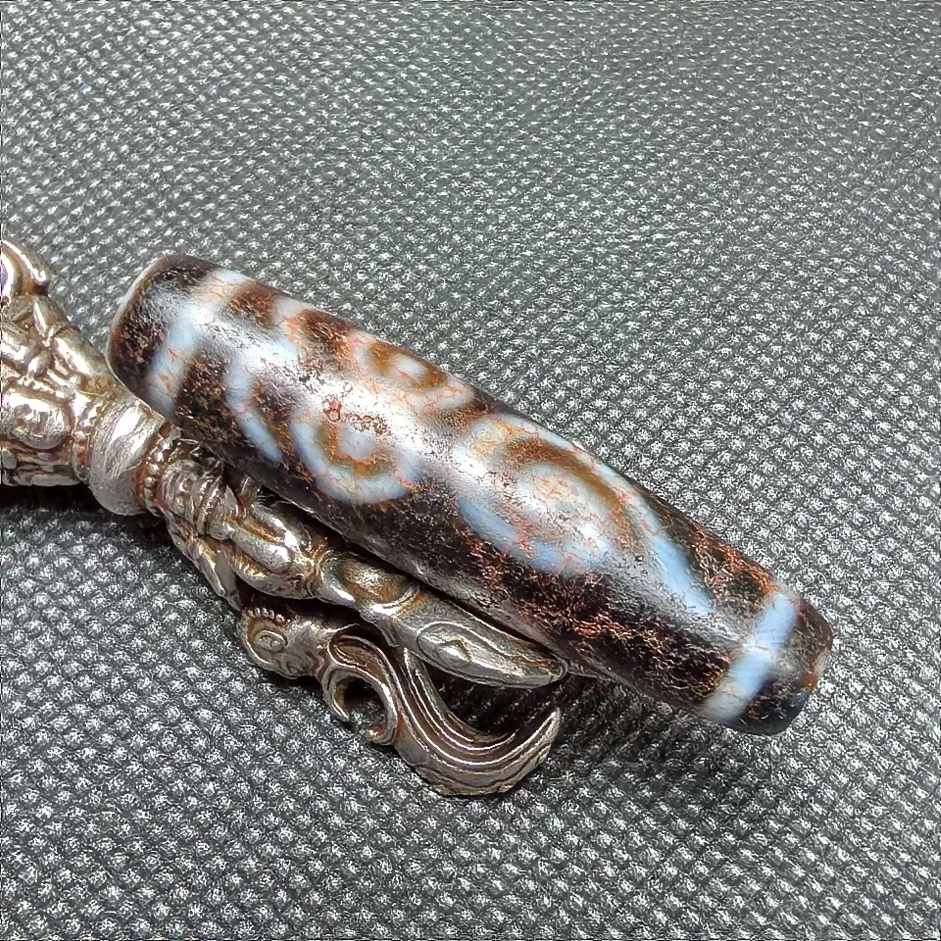 Old Dzi Beads 55*13mm Dragon Scales and Phoenix Blood, the Wisdom Eye of the Sky Jewel Patina Fengshui Amulet
