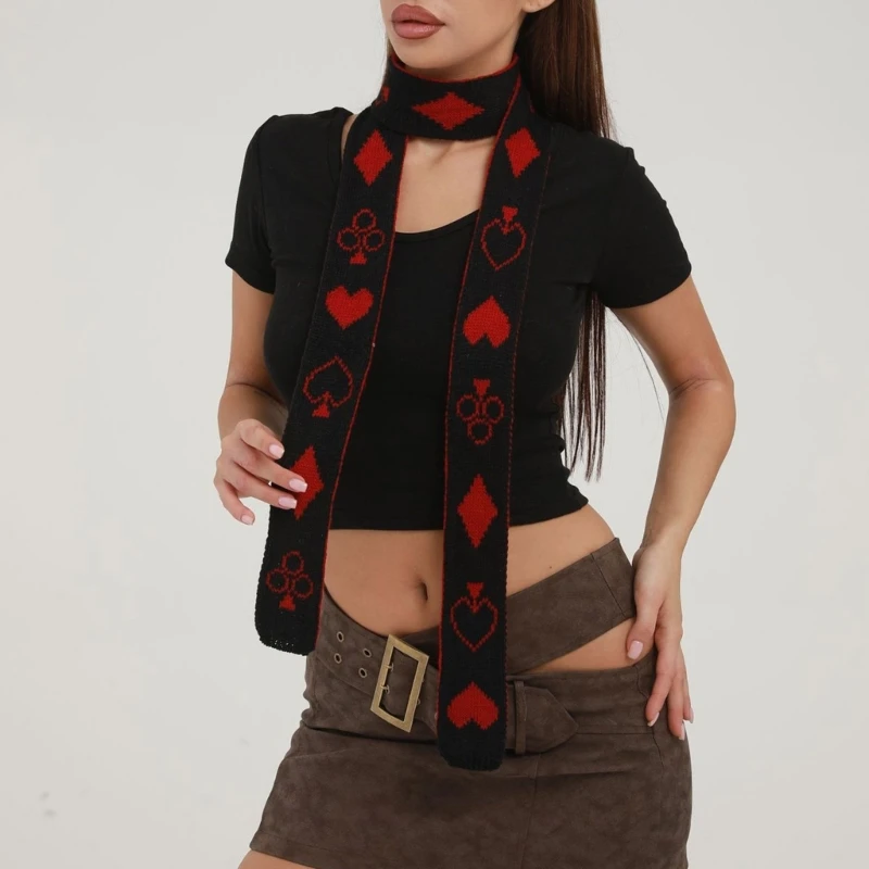 

Handmade Pattern Scarf for Female Girl 2000s Long Neck Shawl Spring Autumn Knitted Thin Scarf Harajuku Neck Wear