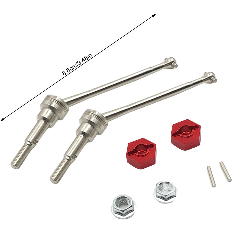 Acoplador do eixo de transmissão dianteiro 1:12 substituição de modificação de peça de carro de controle remoto para Wltoys 12423 12427 12428 vermelho