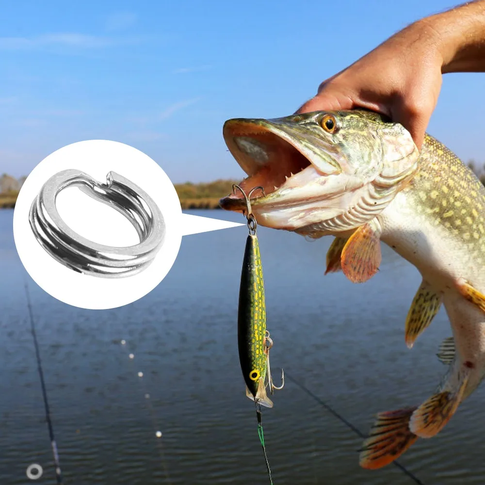 200 PCS with Fishing Pliers Fishing Split Rings Stainless Steel High Strength Fishing Lure Connectors 5 Sizes Double Split Rings