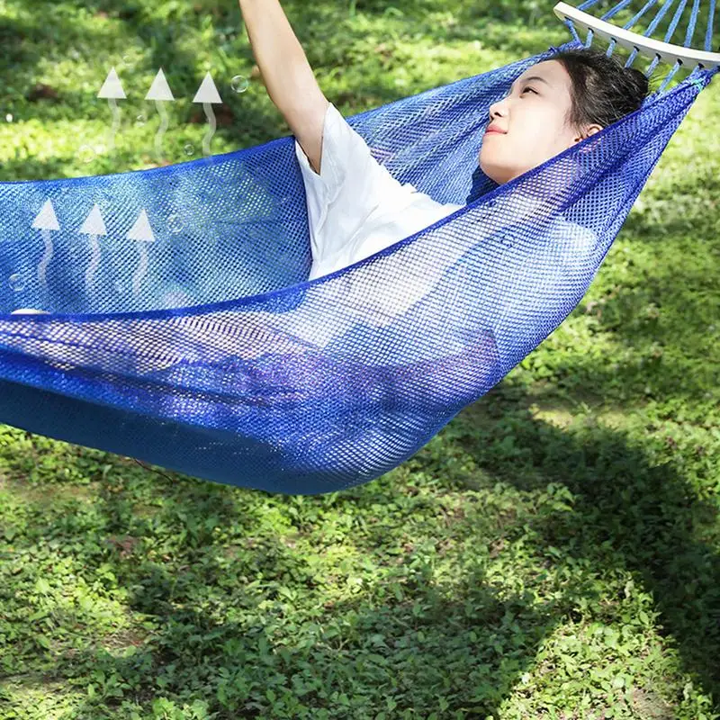 Ice Silk Camping Hammock Breathable Mesh Hammock Ice Silk Swing Bed Hang Sturdy Portable Soft Cooling Hammock Bed For Garden