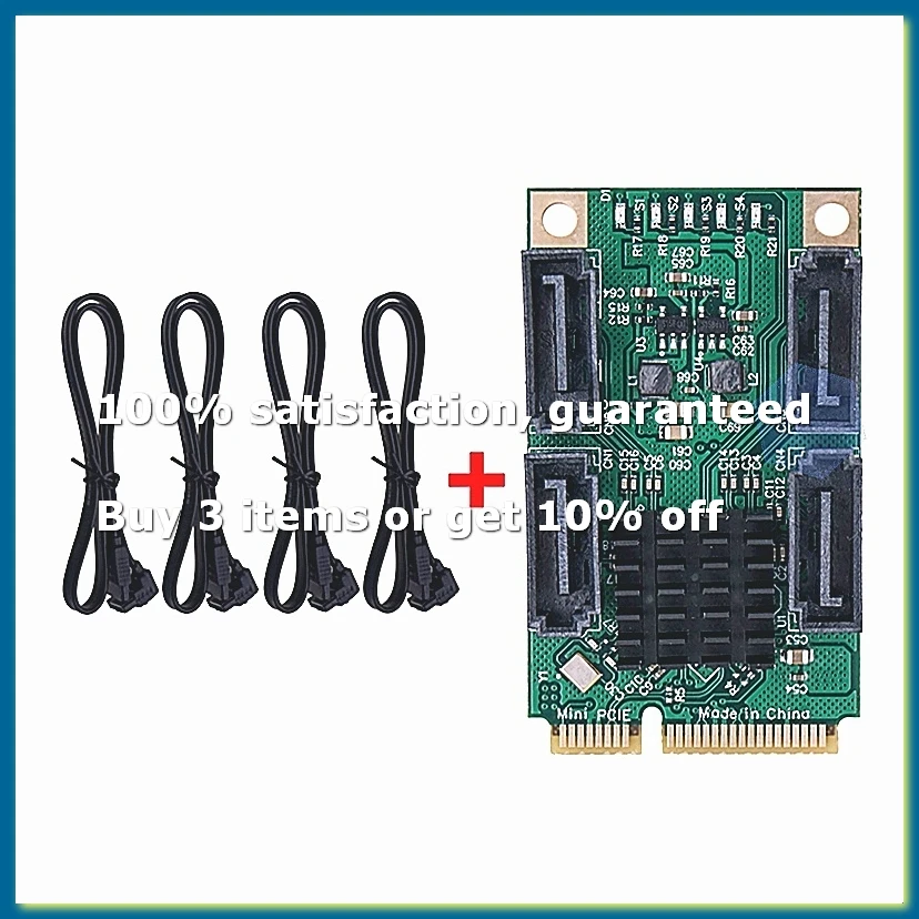 Mini PCI-E SATA 4 Port III 6G Controller Card SATA3.0 Express SSD Adapter