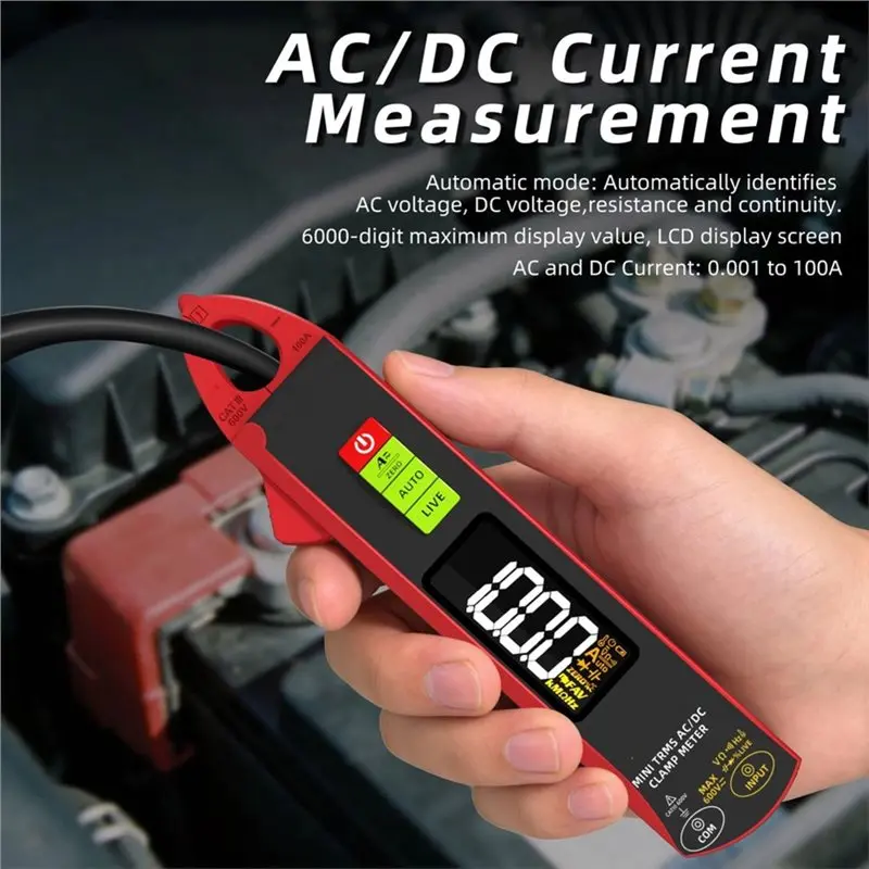 B62B UX1 Digital Clamp Meter 100A Auto-Ranging Non-Contact Current Voltage Frequency Temperature Voltmeter Multimeter