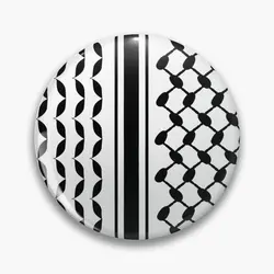 Keffiyeh And Lines In Black  Soft Button Pin Lover Women Clothes Lapel Pin Funny Collar Brooch Fashion Cartoon Gift Hat Cute