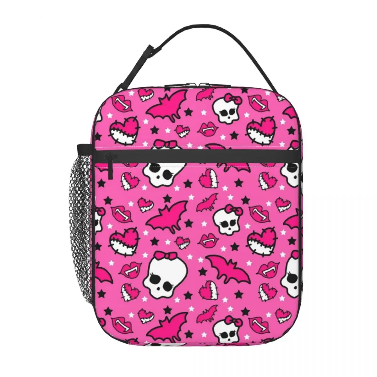 

Monster High Lunch Bag For Adult Pretty Pink Pattern Lunch Box Travel Portable Tote Food Bags Oxford Print Cooler Bag