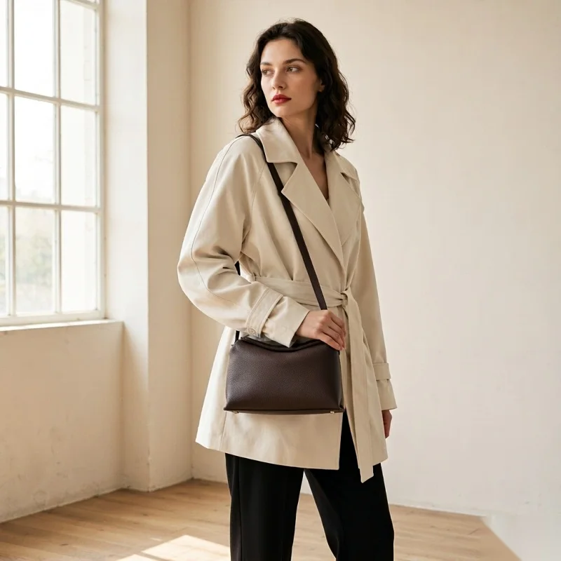 Women's Crossbody Shoulder Purse Full Grain Leather Minimalist Handcrafted Lightweight Ladies Affordable Luxury 2026 Gift