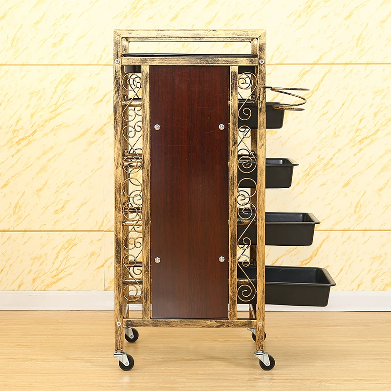 Retro Professional Beauty Salon Furniture Barber Trolley Auxiliary Cart Aesthetics Rotating Iron Muebles Belleza Hairdresser