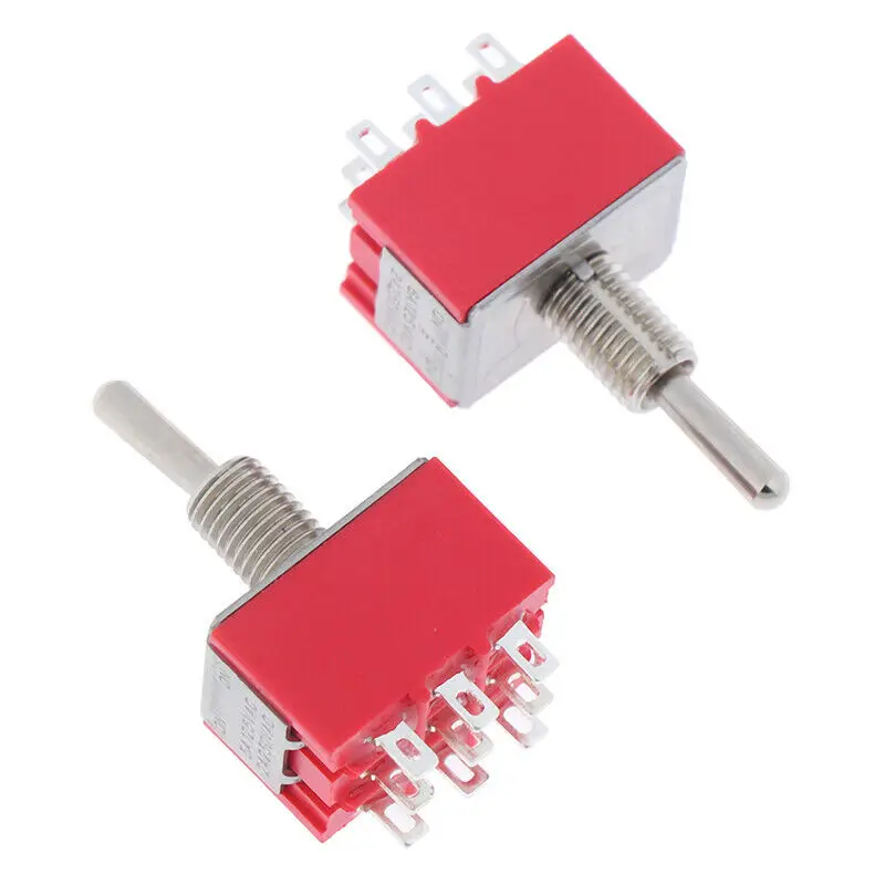 جديد 5 قطعة تبديل صغير SPDT التبديل 9 دبوس 3PDT ON-ON 2 موقف 250 فولت 2A 125 فولت 5A الأحمر تعزيز السعر MTS-302 الأحمر
