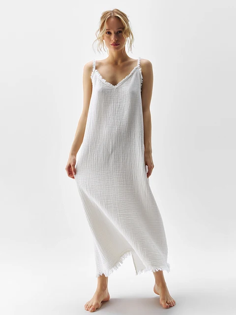 Marthaqiqi Casual kobiece koszule nocne Spaghetti pasek bielizna nocna Split bielizna nocna piżama z odkrytymi plecami sukienka do kostek damska bielizna nocna