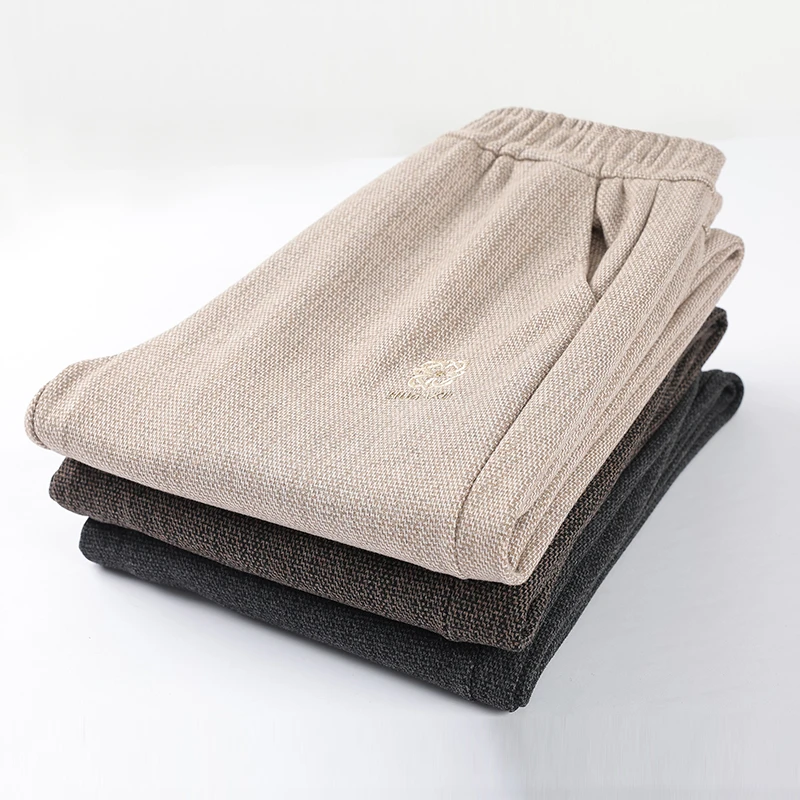 Kobiety w średnim wieku Jesień i zima wysokiej klasy wełniane żakardowe spodnie slim fit Luźne spodnie z elastyczną talią plus Size