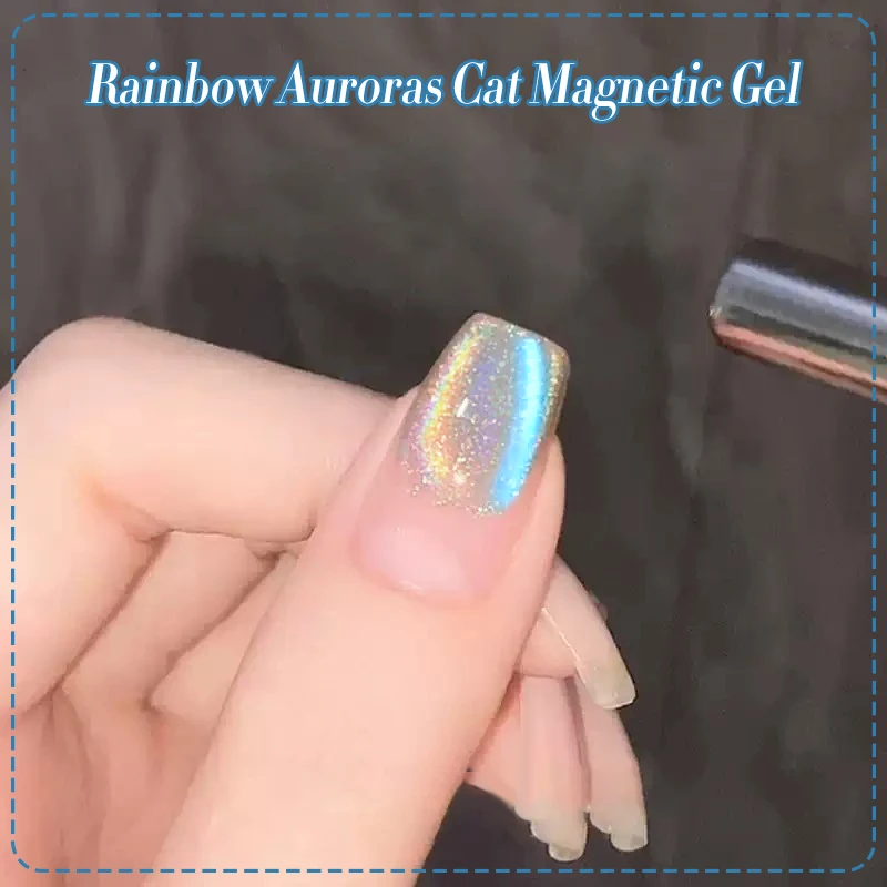 BORN PRETTY 10ml Rainbow Auroras Cat Magnetic Gel Nail Polish Holographics Nail Gel for Manicure Design Varnis Semi Permanent