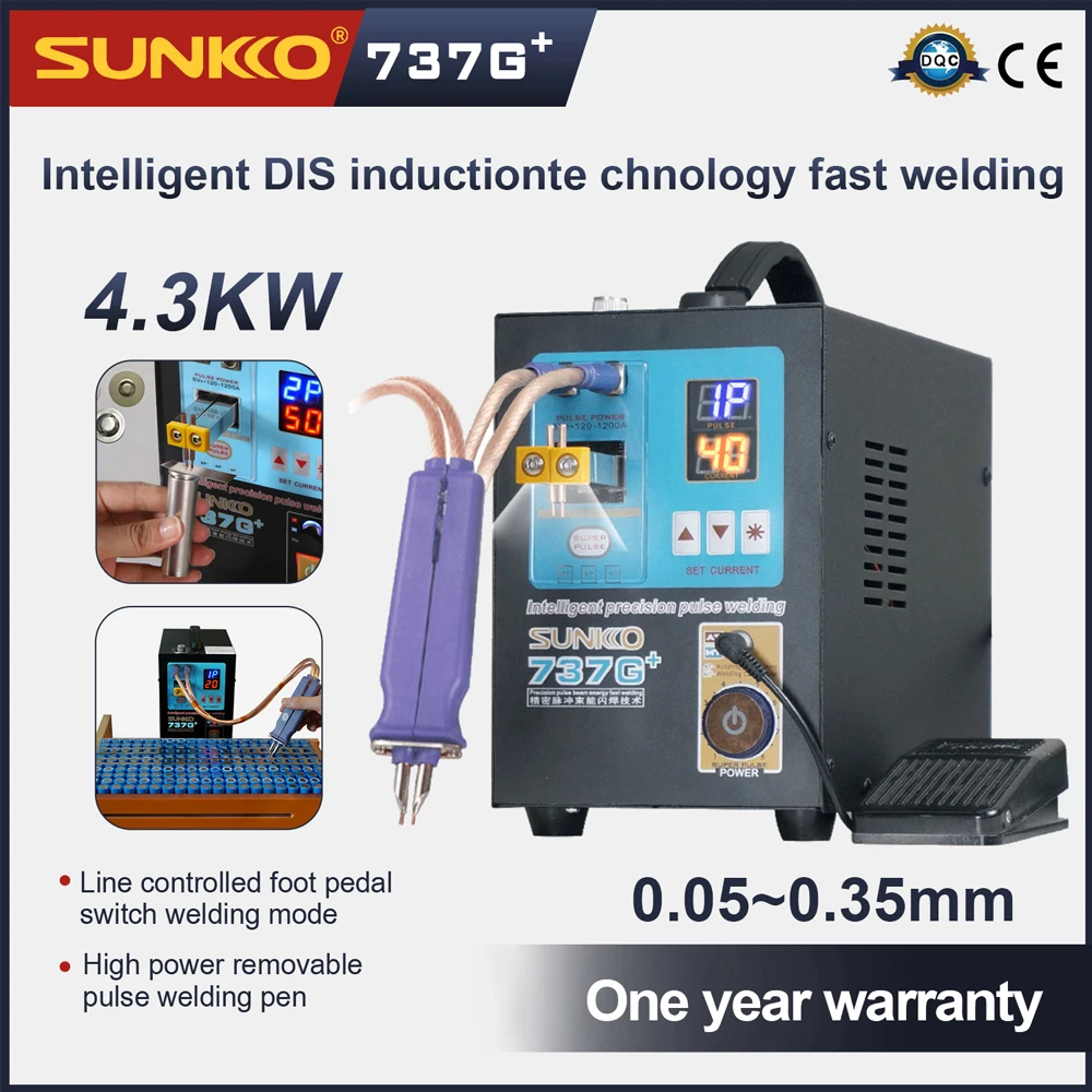 SUNKKO 737G + saldatrice a punti saldatura 0.35mm cinghia di nichel Pulse 18650 saldatrice a punti batteria 4.3KW attrezzatura per saldatura ad alta