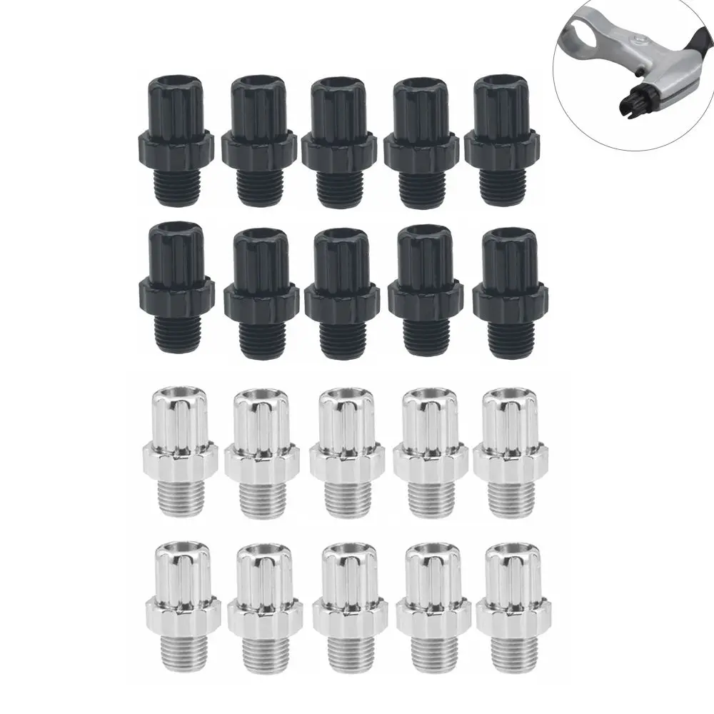 20 Pcs Aluminum Alloy Bike Brake Lever Adjuster Screws Black and Silver Lightweight Brake Cable Adjusting Screws M10 Thread