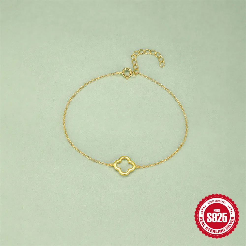 Pure Yellow Gold Bracelets for Women Simple Style Round Hollowed Out Christmas Gifts Jewelry Never Fade