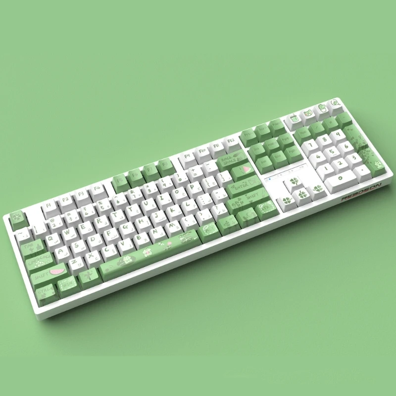 129 Keys Green Frog Keycaps OEM Profile 12mm Thick PBT Keycap For 61/87/104/108 Layout Mechanical Keyboard Keycaps