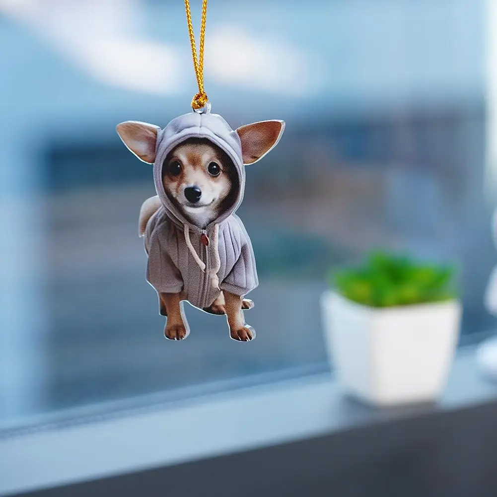 Hanging Decoration Lightweight Dog Ornament Unique Acrylic Hanging Decorations For Christmas Tree Car Rearview Mirror J7Q7