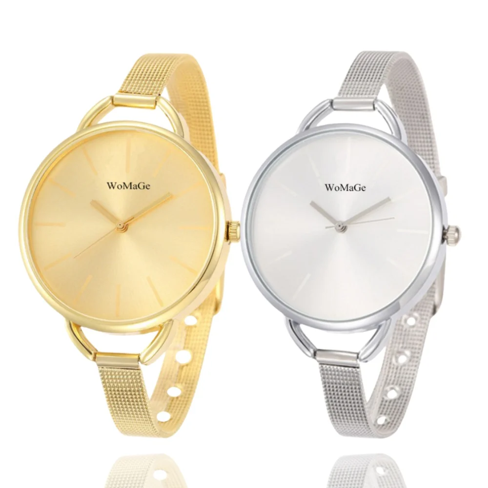 Luxury Fashion Gold Silver Watches Women Dress Quartz Wristwatches Ladies Stainless Steel Bracelet Wristwatch Female Clock